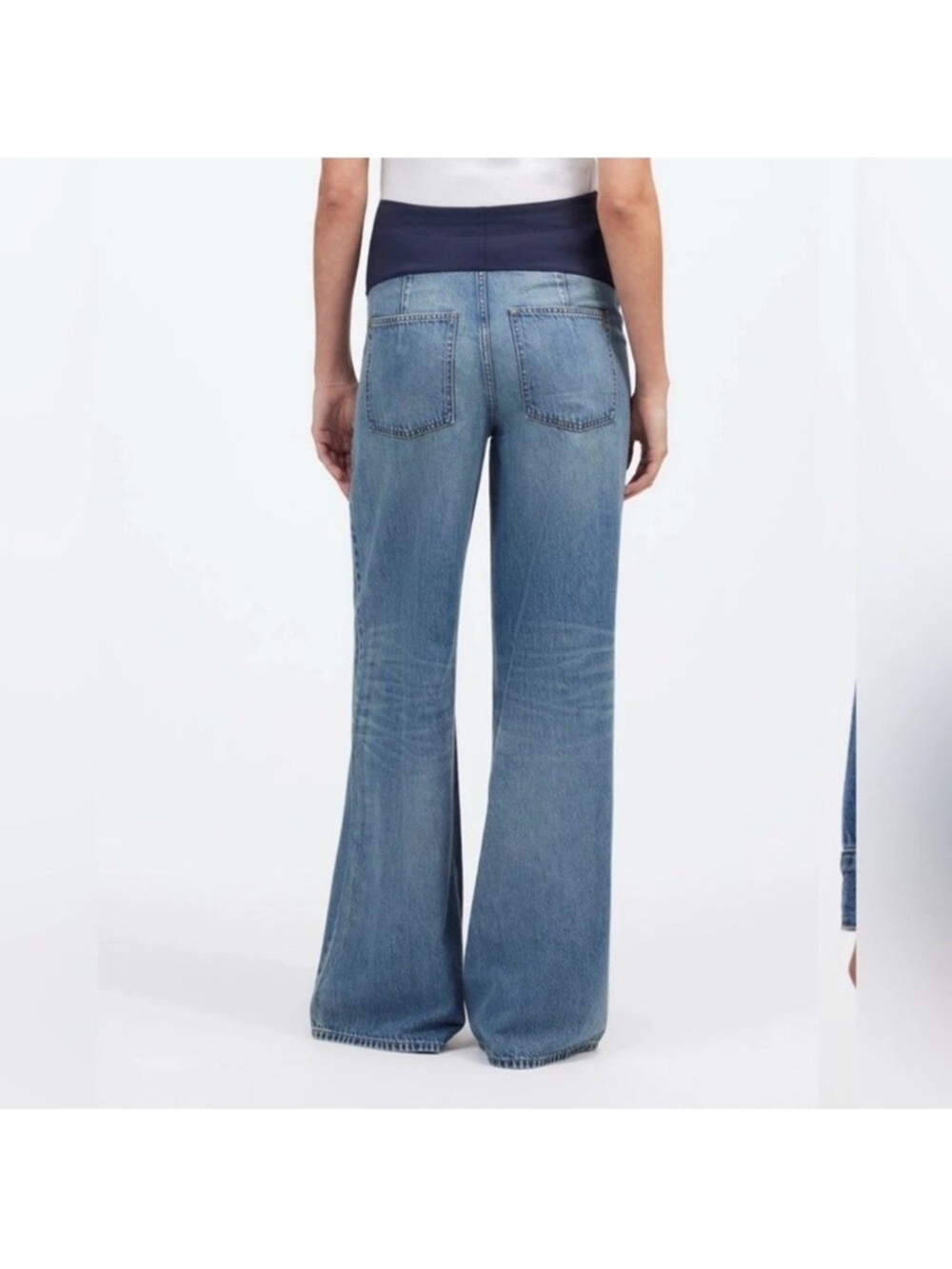 NWT Madewell Maternity Light Blue Over-Belly Super SOFT Wide-Leg Jeans - Picture 2 of 7